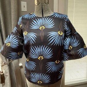Elegant Blue and Yellow Floral Women's Blouse